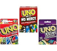 Mattel Uno No Mercy, Uno and Flip Card Game, Combo Pack of 3