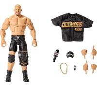 Mattel WWE Elite Action Figure & Accessories, Series #122 Set, 6-inch Collectible “Stone Cold” Steve Austin with 25 Articulation Points & Swappable Hands, JHT52