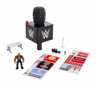 Mattel WWE Knuckle Crunchers 2-in-1 Microphone & Playset with Action Figure & 2 Accessories, Final Boss Set with 3.25-inch The Rock, JFX07
