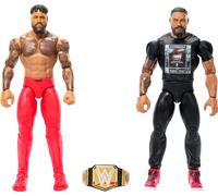 Mattel WWE Main Event Championship Showdown 2-Pack Action Figures & Accessory, Series Roman Reigns vs Jey Uso Collectible Set, HTW11