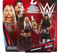 Mattel WWE Main Event Showdown Action Figures 2-Pack with Accessory, Series #25 ”Dirty” Dominik Mysterio & Liv Morgan Collectible Set, 6-inch, JHJ58