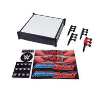 Mattel WWE Superstar Ring with Labels for Main Event & RAW, Spring-Loaded Ring Mat & Pro Tension Elastic Ring Ropes, JDJ20