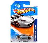 Mattel Year 2010 Hot Wheels "FASTER THAN EVER" Series Set (6/10) 1:64 Scale Die Cast Car (146/244) - Silver Color Mid-Engined Sports Coupe FERRARI 458 ITALIA