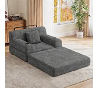 Matteo 1-Seater Sleeper Sofa With Storage Pockets & Cup Holders - Dark Gray