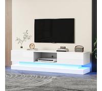 Matteo 160Cm White High Gloss Tv Stand With Rgb Led Lights & 2 Drawers For 70-79 Inch Tvs