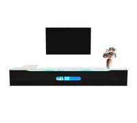 Matteo 180Cm Black & White High-Gloss Tv Unit With 16-Colour Led Lights & Soft-Close Doors - Wall Mount Or Freestanding