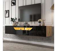 Matteo 180Cm Floating Tv Unit With App-Controlled Led Lights & High-Gloss Finish - Wall Mounted Media Cabinet For 75" Tvs