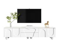 Matteo 180Cm White Tv Unit With Solid Wood Legs & Ample Storage - Modern Minimalist Design