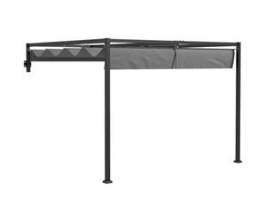 Matteo 2.97M X 2.11M Wall-Mounted Lean-To Steel Pergola With Retractable Dark Grey Fabric Roof