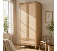Matteo 2 Door Double Wardrobe - Rattan-Effect Natural Oak Finish Matteo Natural