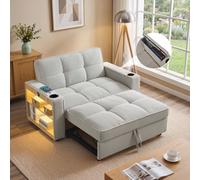 Matteo 2 Seater Corduroy Sofa Bed with LED Storage & Cup Holders in Grey Matteo Grey