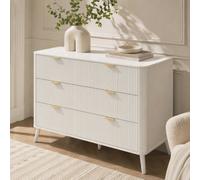 Matteo 3 Drawer Fluted Chest Of Drawers - Cream White