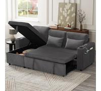 Matteo 3 in 1 Convertible Corduroy Sofa Bed With Storage Chaise, Grey | Size: Double Matteo Grey Double