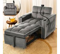 Matteo 3-In-1 Expandable Single Sofa Bed For Small Spaces - Recliner, Armchair & Sleeper With Drink Holders, Dark Grey