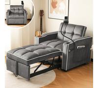 Matteo 3-In-1 Expandable Single Sofa Bed With Drink Holders And Phone Holder - Dark Gray