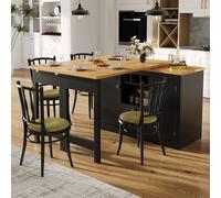 Matteo 360-Degree Rotating Extendable Bar Table - Black MDF Kitchen Island Matteo Black