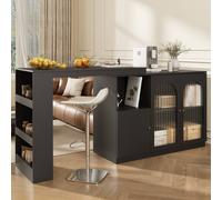 Matteo 360° Rotating Bar Table - Modern Black Glass Door Storage Cabinet Matteo Black
