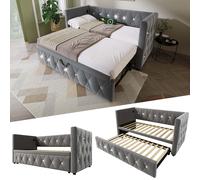 Matteo 3FT Single Bed 90 x 190 cm with Trundle, Pull out Trundle in Grey Matteo Grey Single