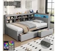 Matteo 3ft Single Daybed - LED, Storage, Charging Station - Grey Matteo Grey Single