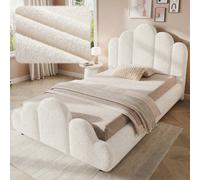 Matteo 3FT Single Petal-Shaped Upholstered Bed Frame - Cream Bouclé Matteo Cream Single