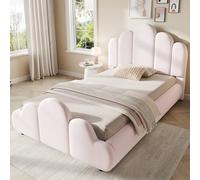 Matteo 3FT Single Petal-Shaped Velvet Bed Frame - Blush Pink Matteo Pink Single