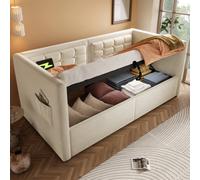 Matteo 3FT Single Sofa Bed with USB &Type-C Charging Station in Beige | Size: Double Matteo Beige Double