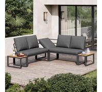 Matteo 4-5 Seater Grey Linen Weather-Resistant Garden Sofa & Lounge Set Matteo Grey