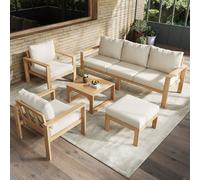 Matteo 4-6 Seater Garden Lounge Set - Acacia Wood Frame & Cream Cushions Matteo Cream