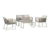 Matteo 4-Piece Grey Rattan Garden Sofa Set With Coffee Table & Cushions