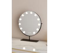 Matteo 40Cm Round Hollywood Vanity Mirror With 12 Dimmable Leds, 10X Magnifier & Matte Black Frame