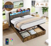 Matteo 4ft6 Double Bed Frame - Hydraulic Storage, RGB LED Headboard, Charging in Black Matteo Black Double