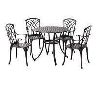 Matteo 5-Piece Cast Aluminium Garden Dining Set for 4 with Parasol Hole in Brown Matteo Brown