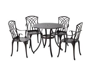Matteo 5-Piece Cast Aluminium Garden Dining Set for 4 with Parasol Hole in Brown Matteo Brown