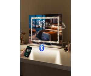 Matteo 58X48Cm Smart Hollywood Vanity Mirror With Bluetooth Audio & Dimmable Led Light Strip, White