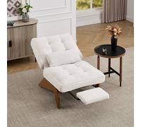 Matteo Accent Chair - Integrated Ottoman & Adjustable Backrest - Lounge Chair in Beige Matteo Beige