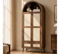 Matteo Arched Double Wardrobe - Walnut & Rattan-Effect - 2 Doors, 2 Drawers Matteo Walnut