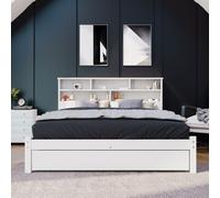 Matteo Bed with Shelves, White Wooden Storage Bed | Size: Double Matteo White Double