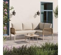 Matteo Beige 4-Seater Convertible Rope Garden Sofa Set & Glass Table Matteo Beige