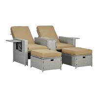 Matteo Beige 5-Piece Rattan Sun Lounger Set with Storage & Table Matteo Beige
