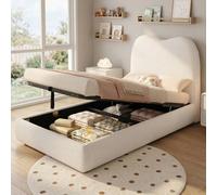 Matteo Beige Bouclé Single Upholstered Bed - 3ft Children's Hydraulic Storage Matteo Beige Single