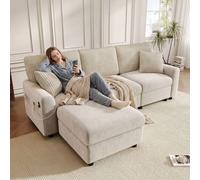 Matteo Beige Chenille & Corduroy L-Shaped Corner Sofa Matteo Beige