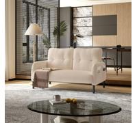 Matteo Beige Corduroy Double Sofa With Integrated Storage Pockets - Ergonomic Comfort & Modern Style