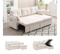 Matteo Beige Corduroy L-Shape Sectional Sofa Bed with Storage Chaise Matteo Beige