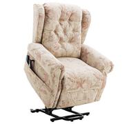 Matteo Beige Fabric Dual Motor Power Lift Recliner Chair With Heat Massage For Elderly - 180-Degree Lay-Flat