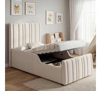 Matteo Beige Linen Upholstered Hydraulic Storage Bed - Single Children's Bed Matteo Beige Single