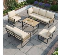 Matteo Beige Modular Garden Sofa Dining Set with Rising Coffee Table Matteo Beige