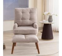 Matteo Beige Reclining Lounge Chair With Footrest & Side Pockets - 5-Stage Adjustable Back