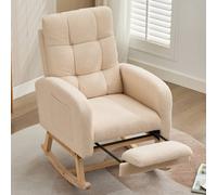Matteo Beige Teddy Fabric Rocking Chair with Adjustable Footrest Matteo Beige