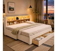Matteo Beige Velvet Extendable Daybed - Single to Double with LED Storage Matteo Beige Single