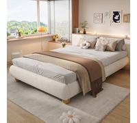 Matteo Beige Velvet Upholstered Double Bed Frame Matteo Beige Double